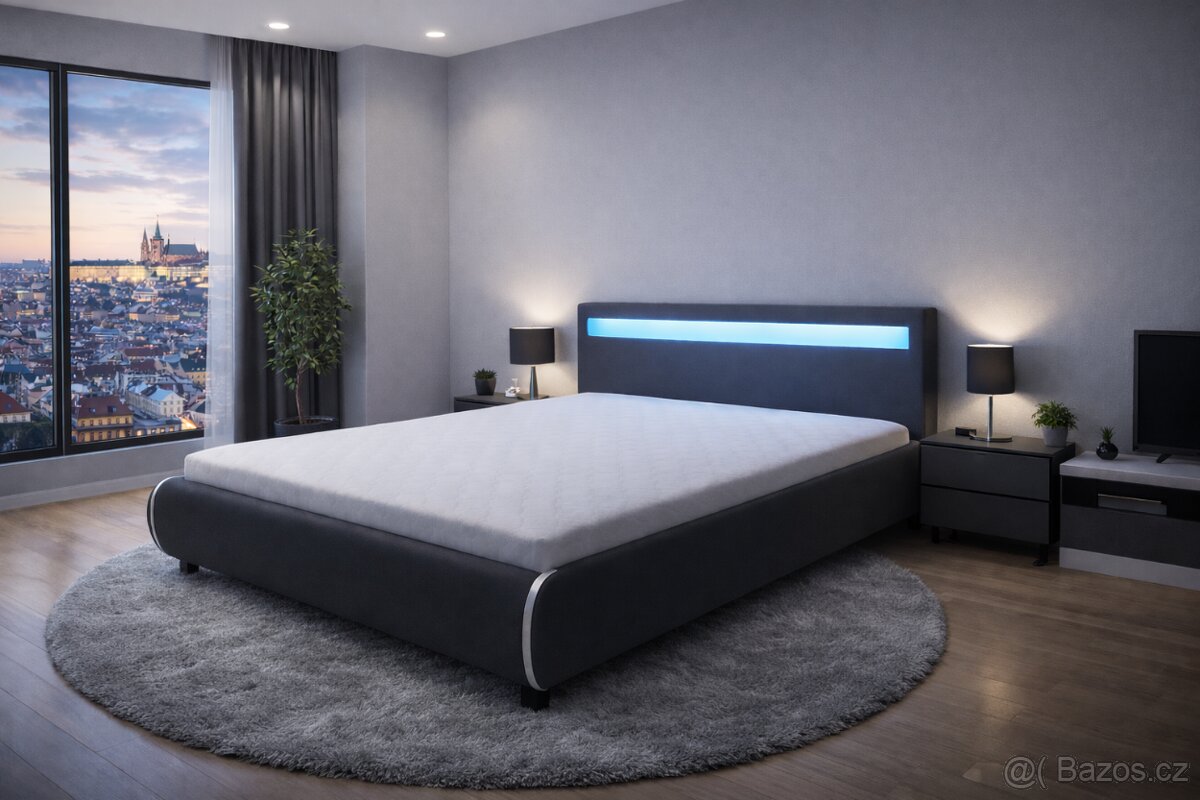 Designová postel s led osvětlením Nová - 2
