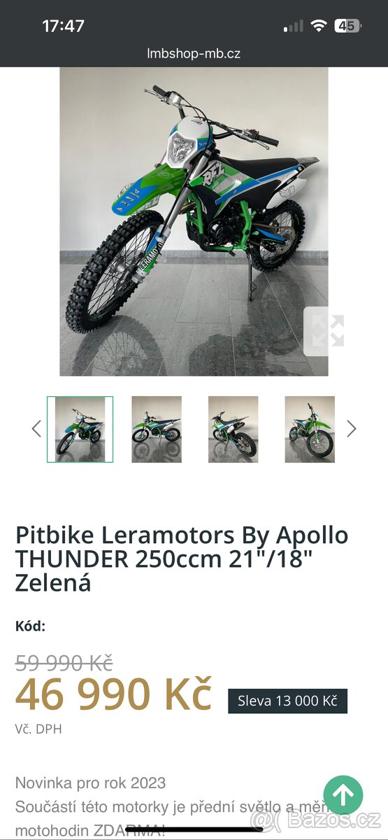 Apollo THUNDER 250ccm 21"/18" - v záruce