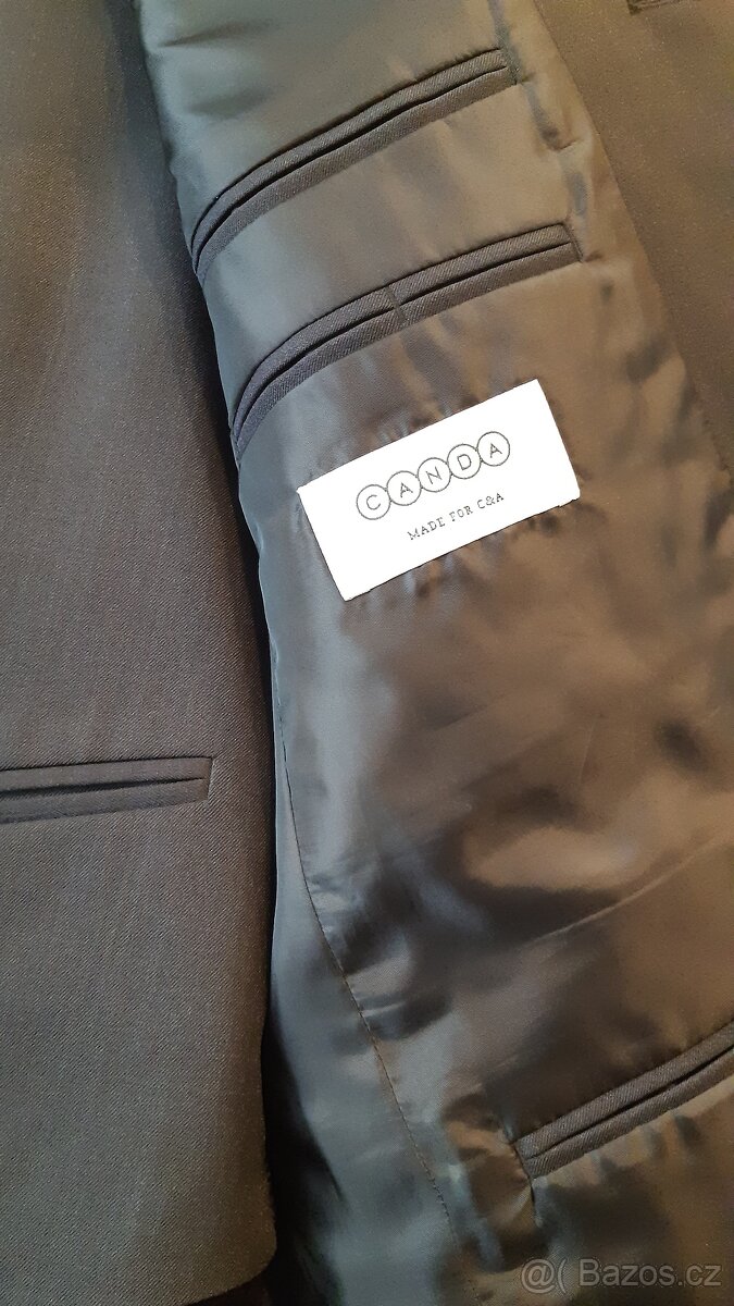 Pánský oblek s vestou tmavě antracit - 2