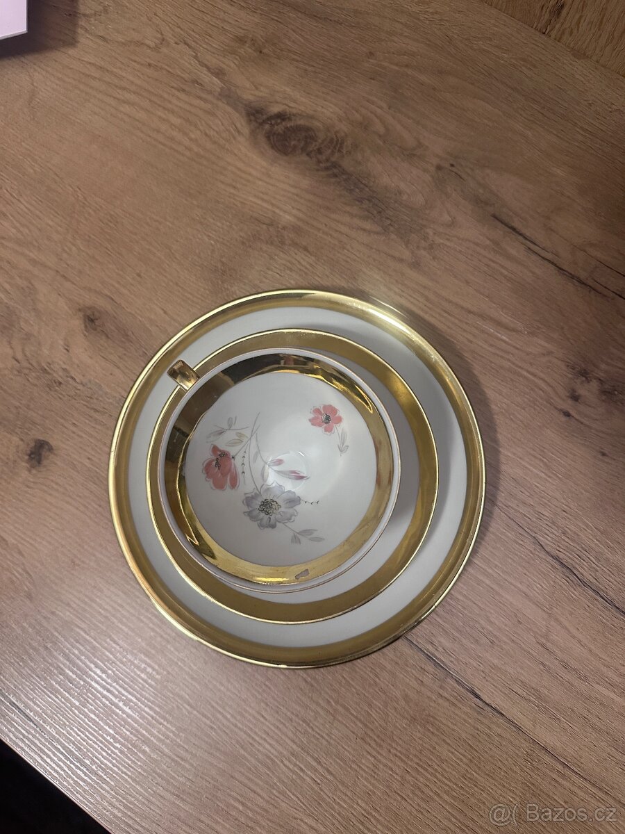 Vintage porcelánové trio Eschenbach Bavaria – zlacené - 2