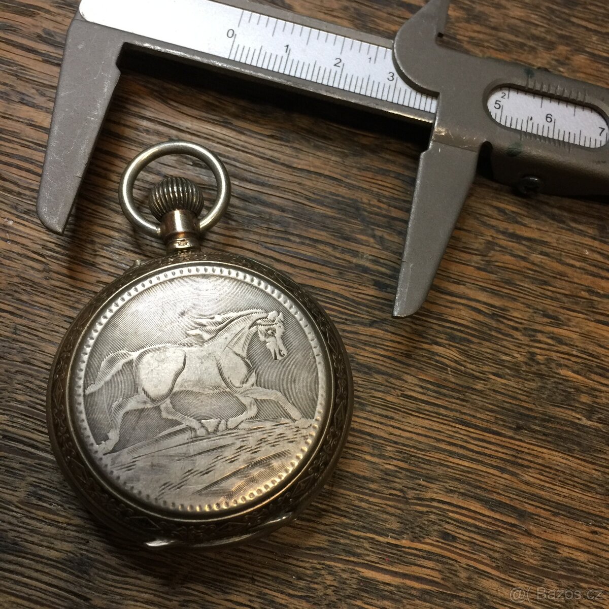 Běžící kůň ...staré kapesní hodinky / funkční / vteřinovka / - 2