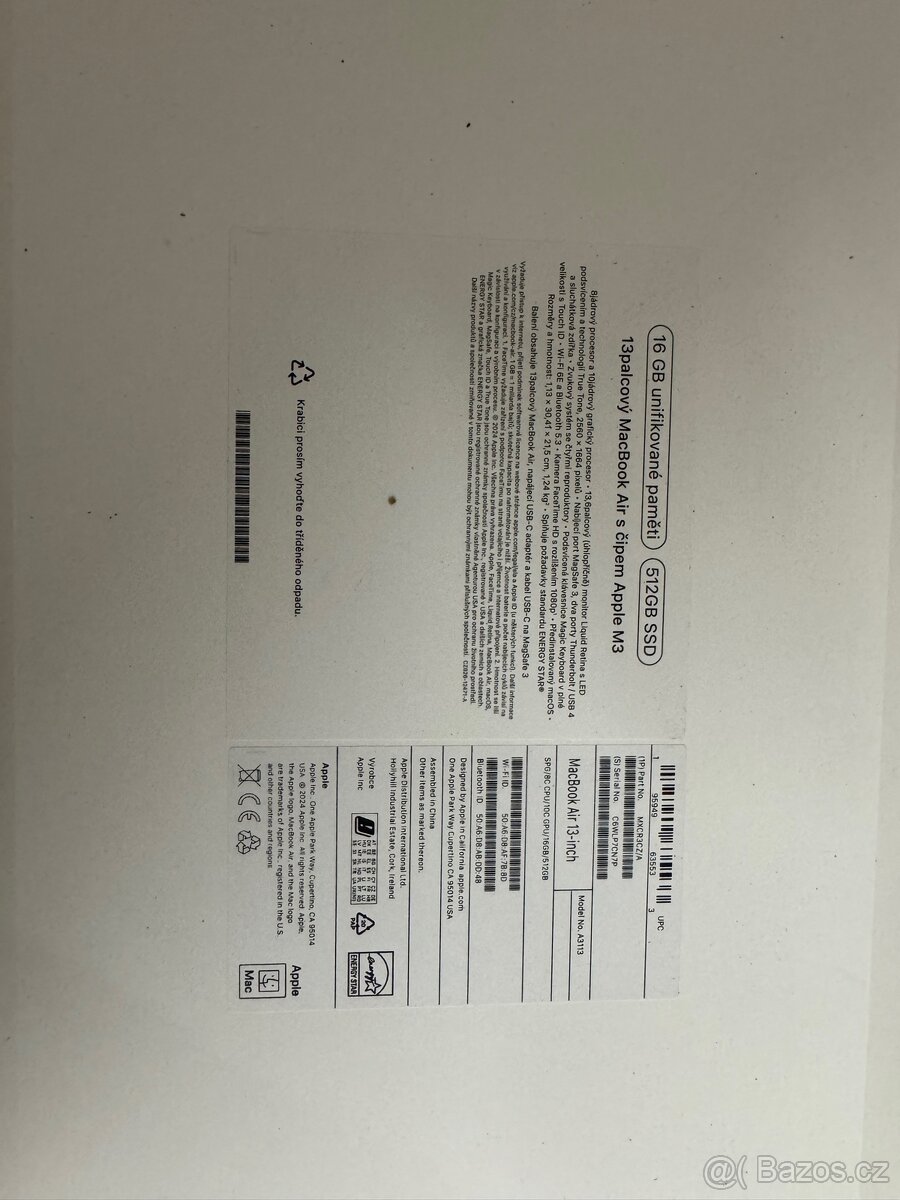 Prodám MacBook Air 13,6” M3/16GB/512GB - 2