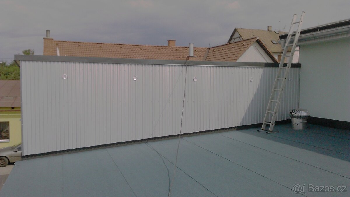 Nová plechová krytina, trapézový plech, Alu-zinek. SKLADEM - 2