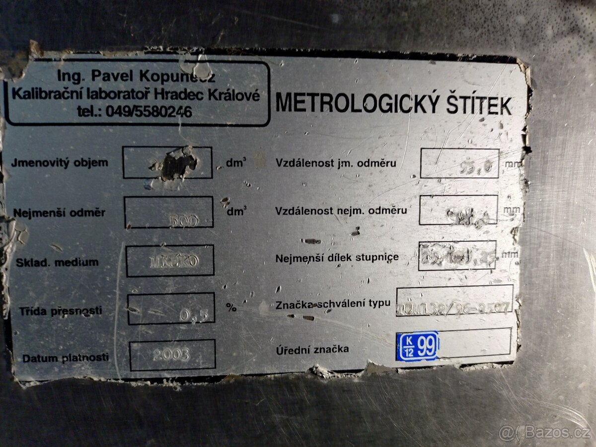 Nádrž, nerezový tank, cisterna na mléko, vodu.. - 2