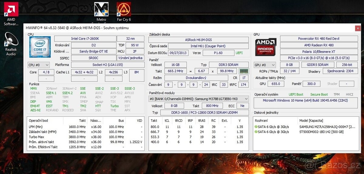 HERNÍ PC,i7 2600K,RX480,16GB,SSD+SATA - 2