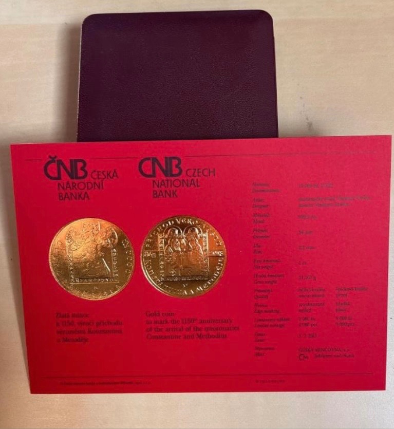 Zlato / zlatá mince čnb Konstantin a Metoděj proof - 2