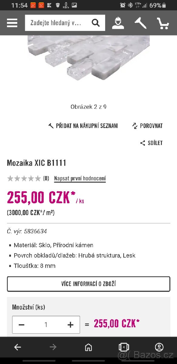 Obklad Mozaika sklo, přírodní kámen
XIC B1111 - 2