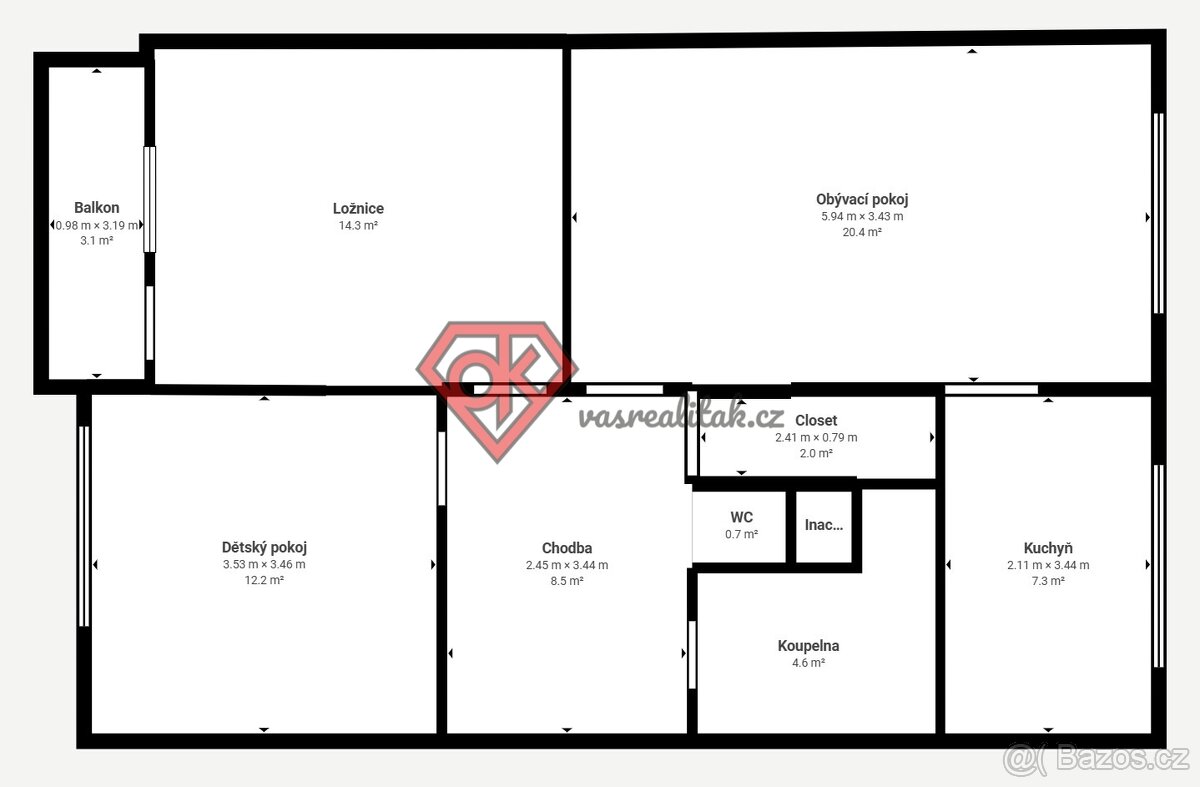 PRODEJ - byt 3+1 v Ústí nad Orlicí - 2