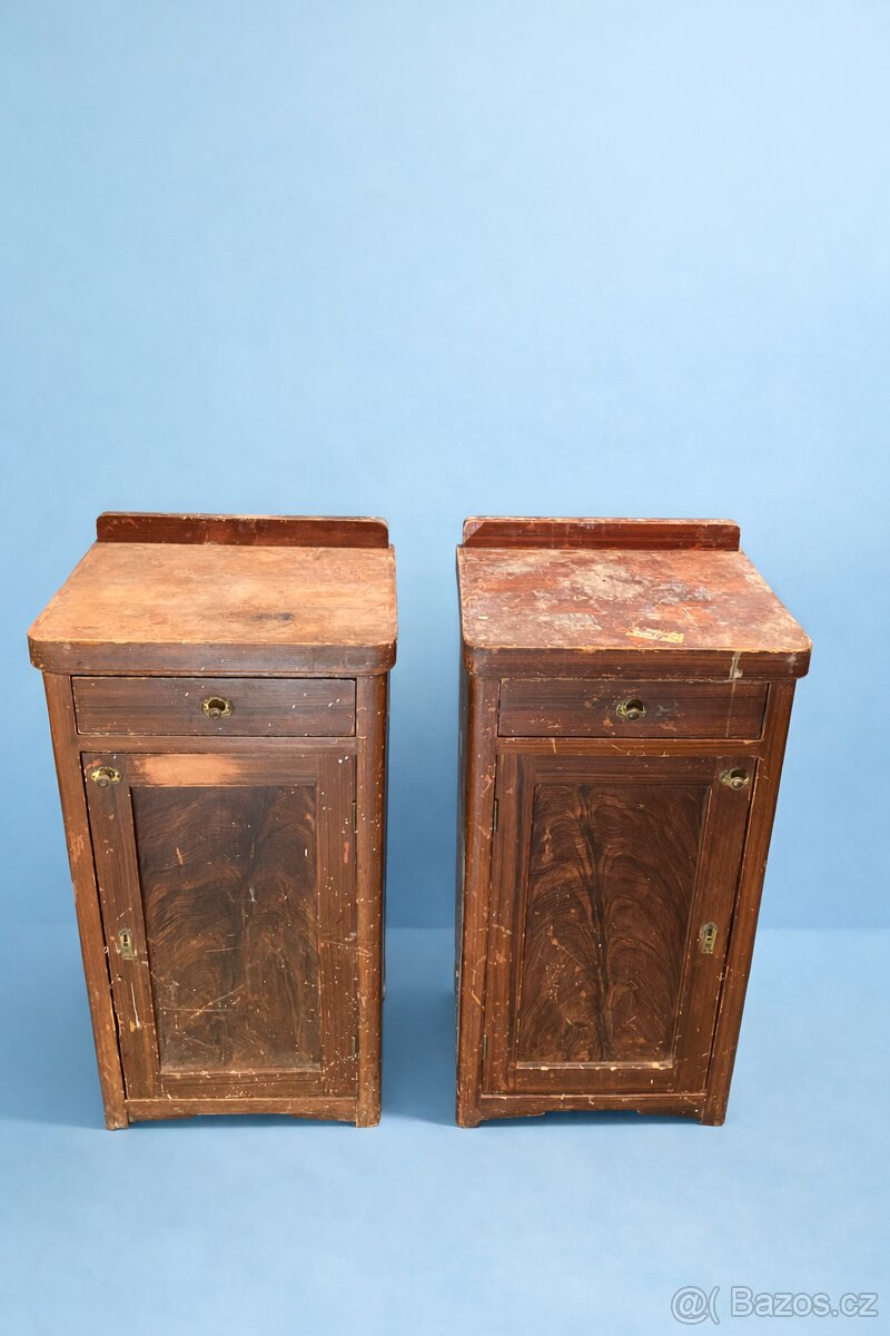 Art deco noční stolky pár (před renovací) - 2