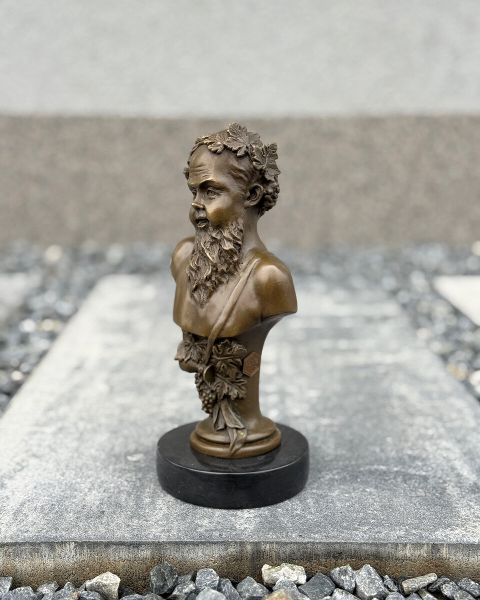 Bronzová busta Bacchus socha boha vína antická luxus dekor - 2