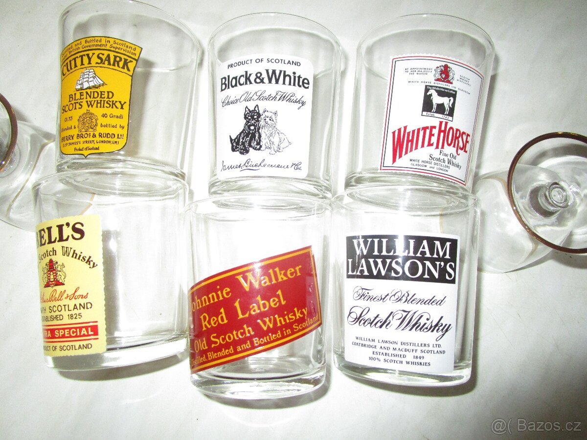 Skleničky na whisky, retro lahvičky alkoholu - 2