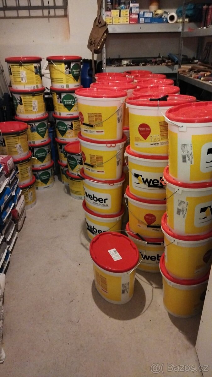 Omítka silikonová +lepidlo flex Weber na cca 200m2-samočistí - 2