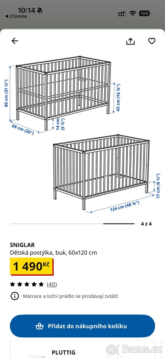 Dětská postýlka s matraci 120x60cm - 2
