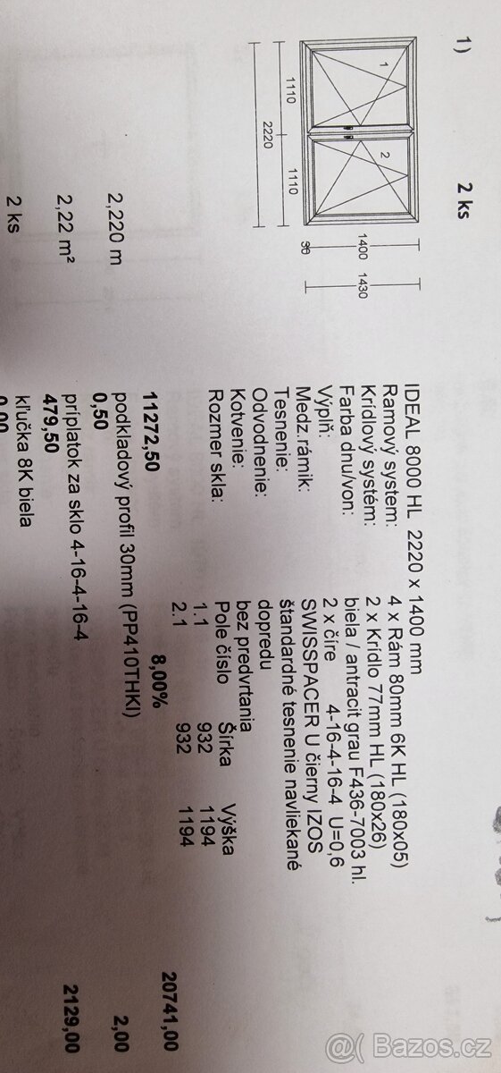 Dvoukřídlé okno - 2