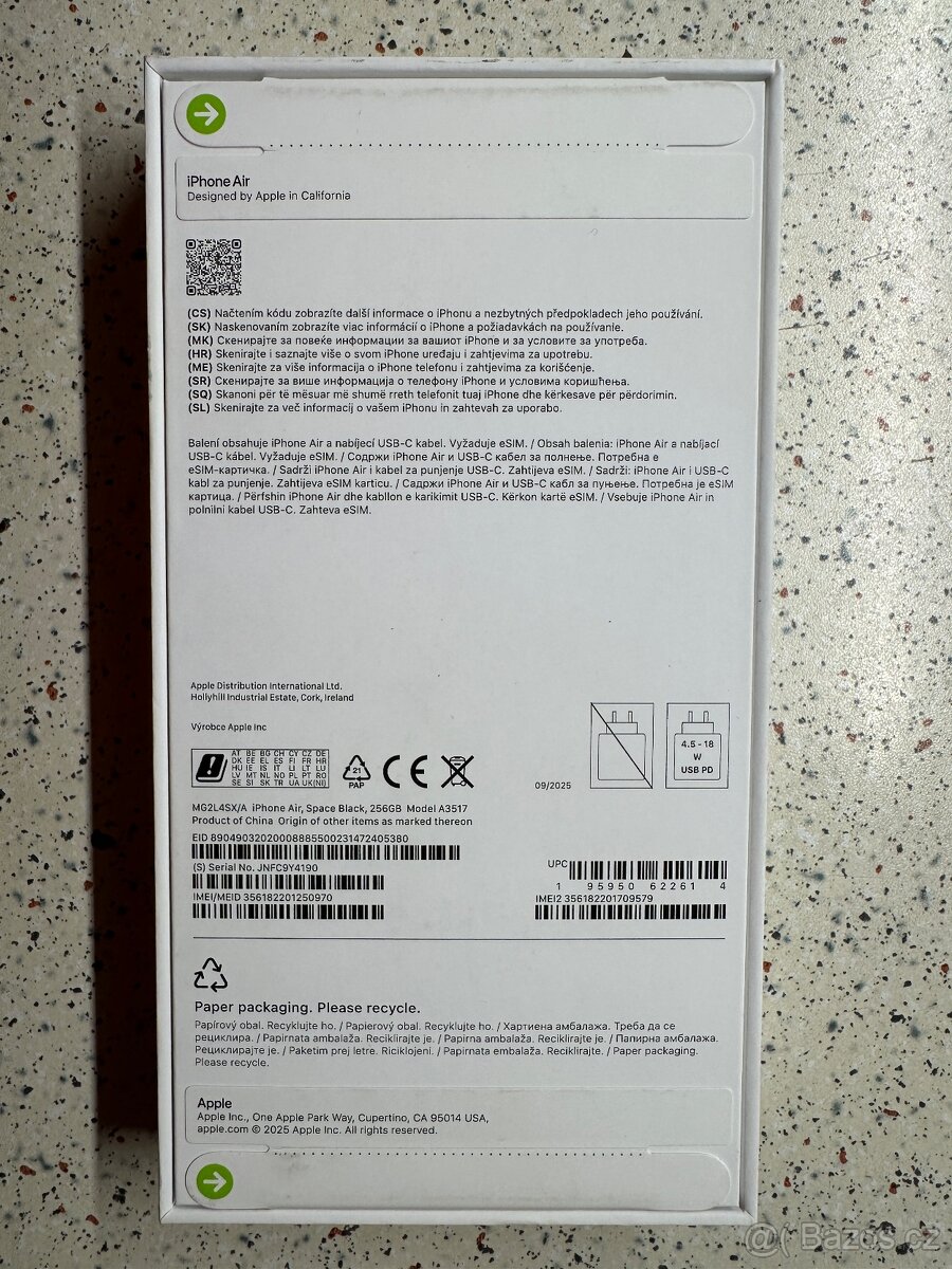 Apple iPhone Air 256 GB černý, NOVÝ - 2