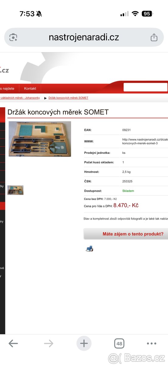 Držák koncových měrek SOMET - 2