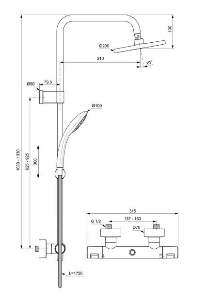 Sprchový systém Ideal Standard - ČERNÁ BARVA - 2
