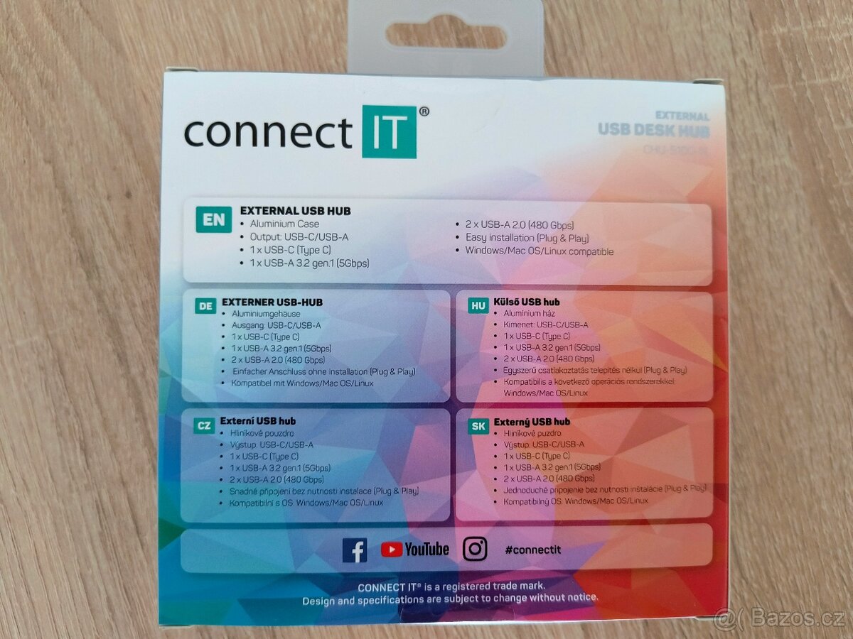 Externí USB Desk Hub 4V1 CONNECT IT CHU-5100-SL - NOVÝ - 2