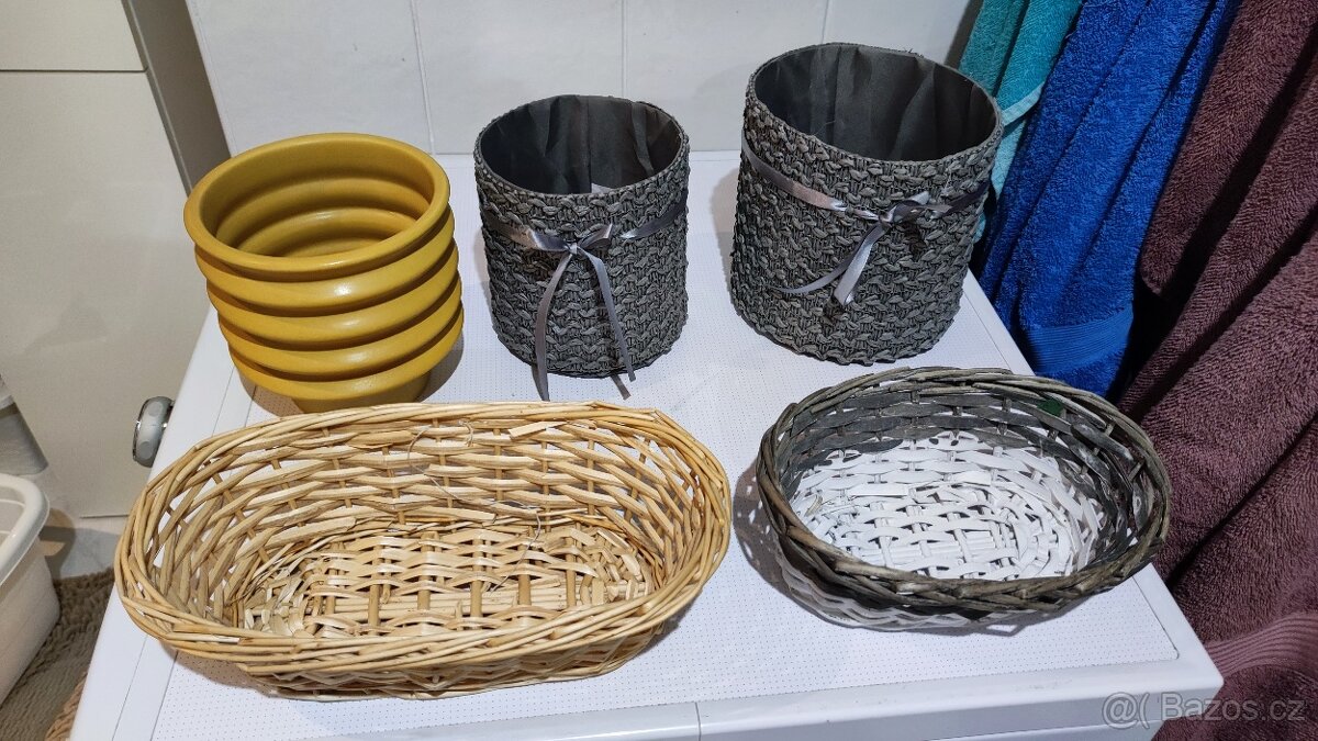 Proutěné dekorativní košíčky, květináč - 2
