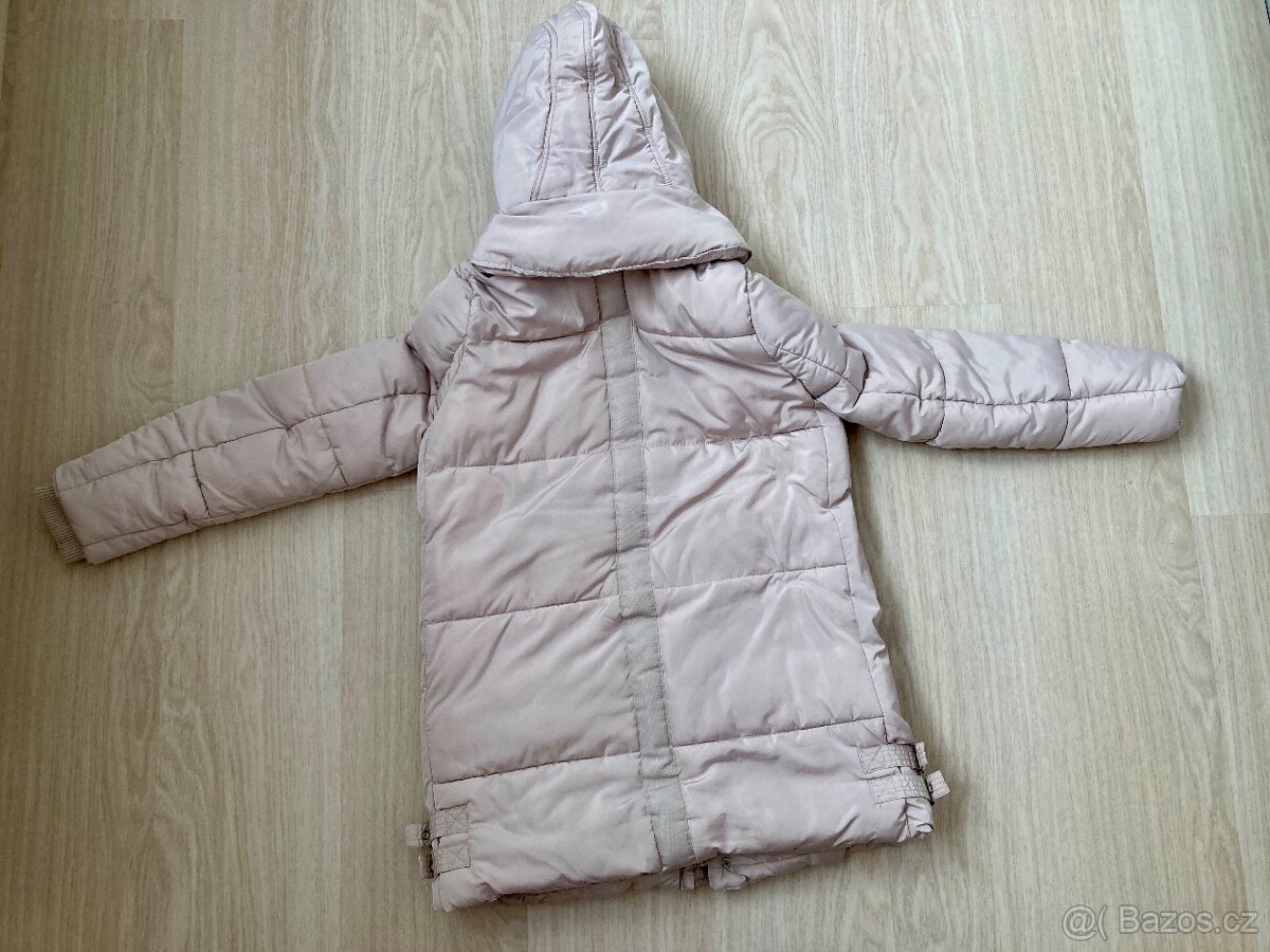 Šedý/béžový zimní prošívaný kabát vel. 36 - 2
