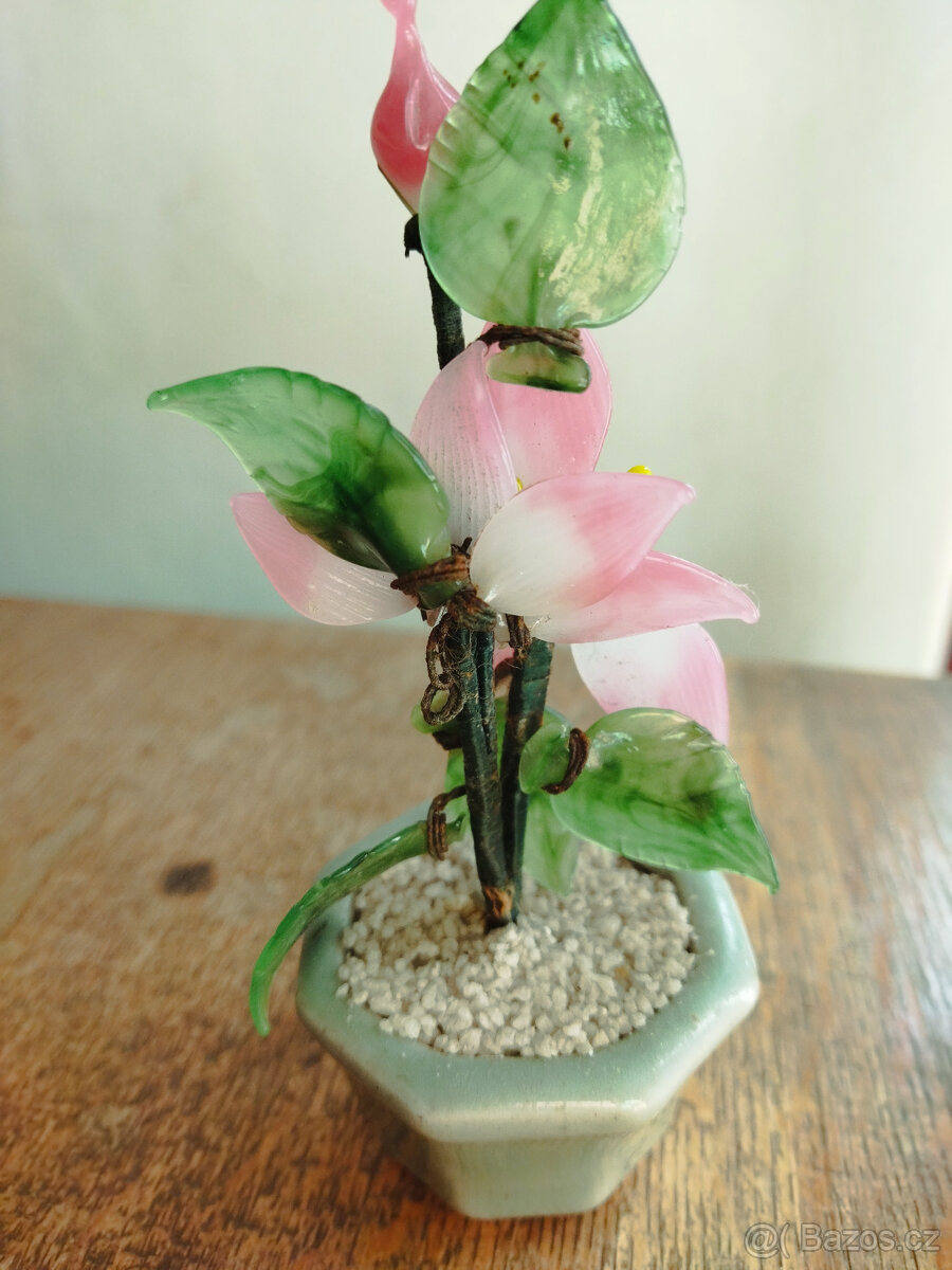 Starožitná skleněná květina - malá dekorace - 2