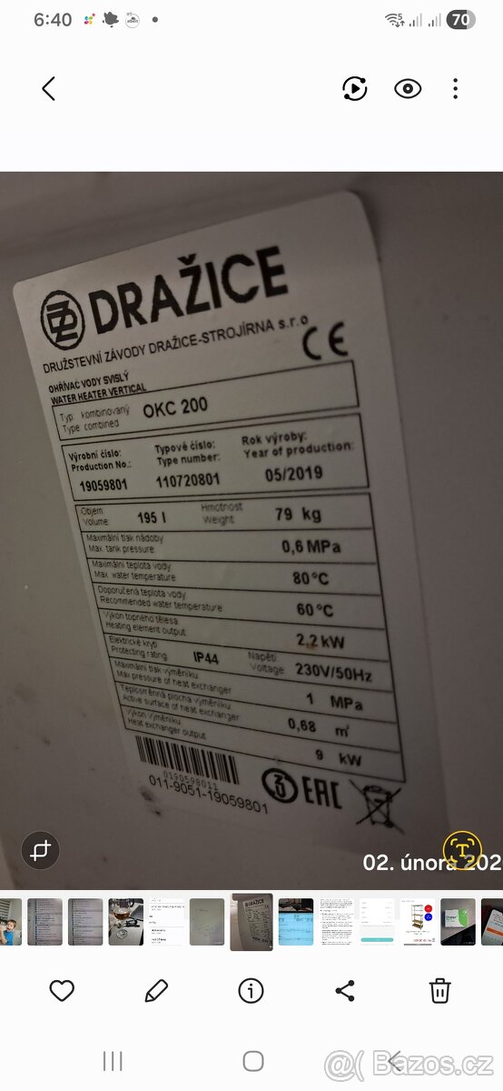 Bojler Dražice OKC 200 - 2