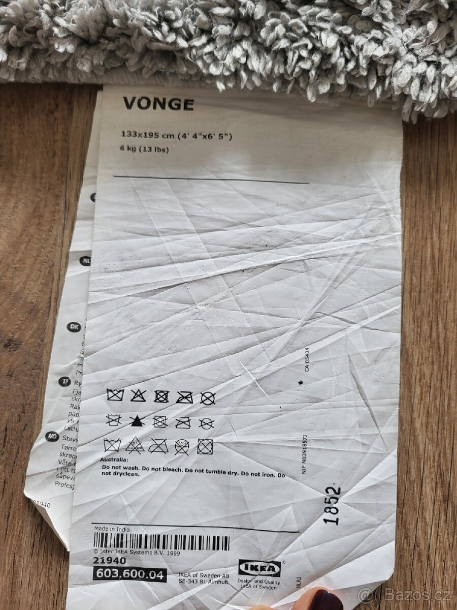 Koberec VONGE IKEA 133x195 šedý - 2