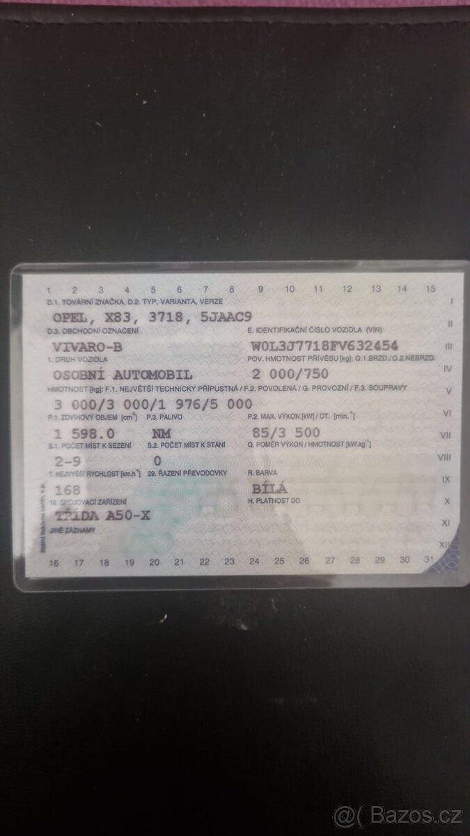 Opel Vivaro 2015 8+1 místný, bez motoru - 2