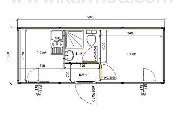 Mobilní buňka s předsíní - 2