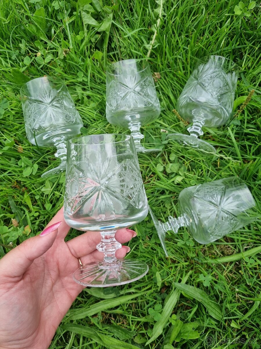 5 sklenic broušené sklo - 2