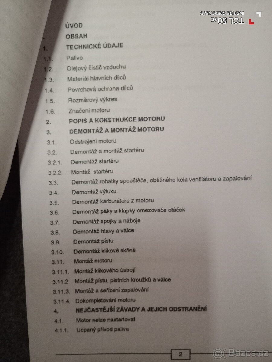 Dílenská příručka pro motory JIKOV - 2