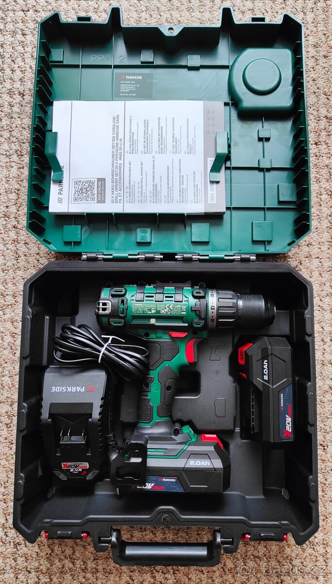 Nová aku vrtačka Parkside s příslušenstvím, záruka 3 roky. - 2