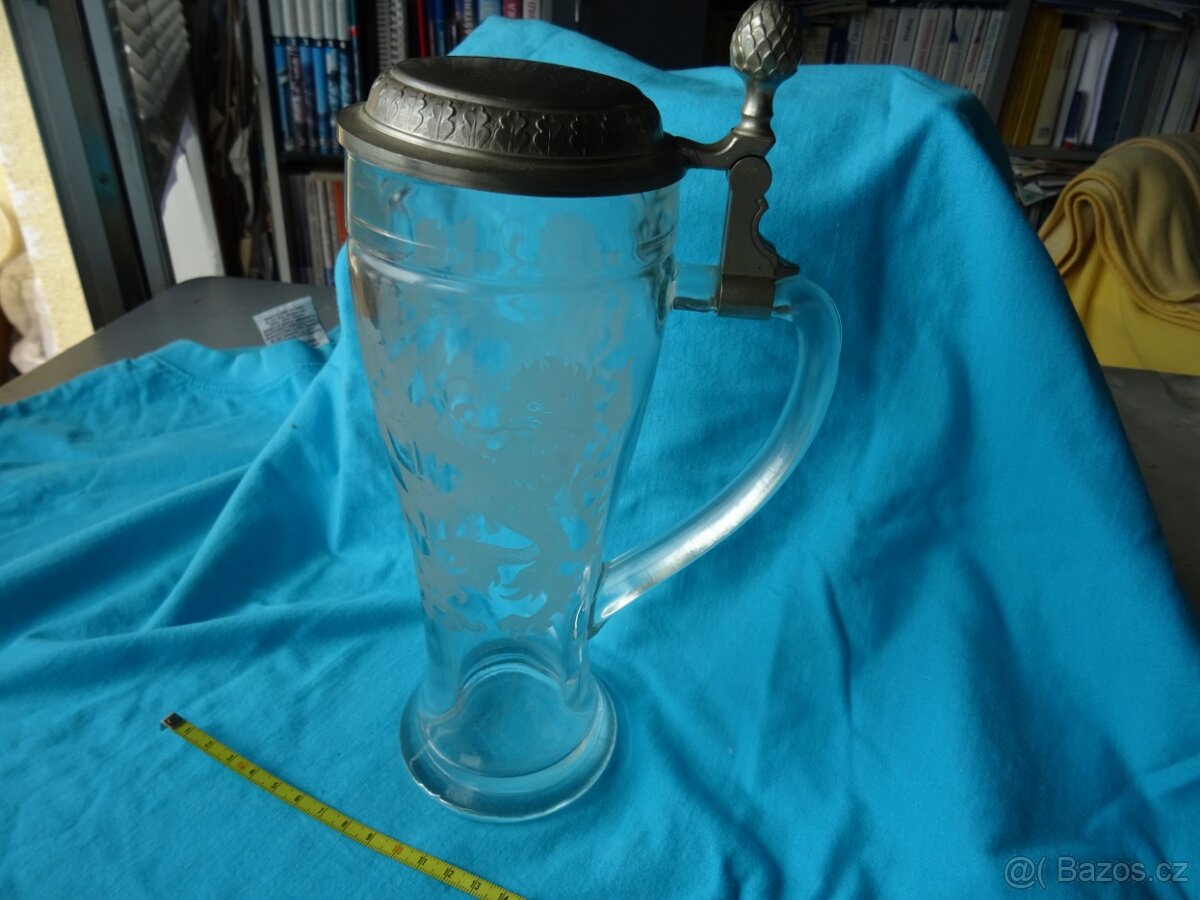 korbel lýtkového typu,leptaný bavorský znak,cínové víčko - 2