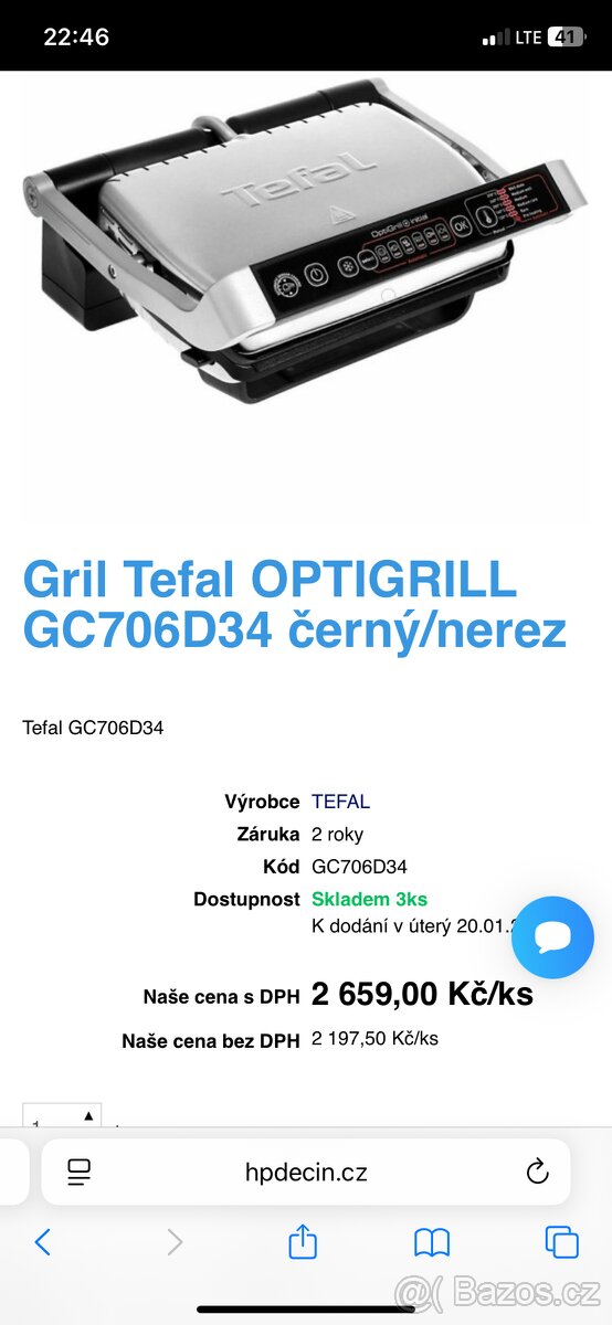Gril Tefal OPTIGRILL GC706D34 černý/nerez - 2
