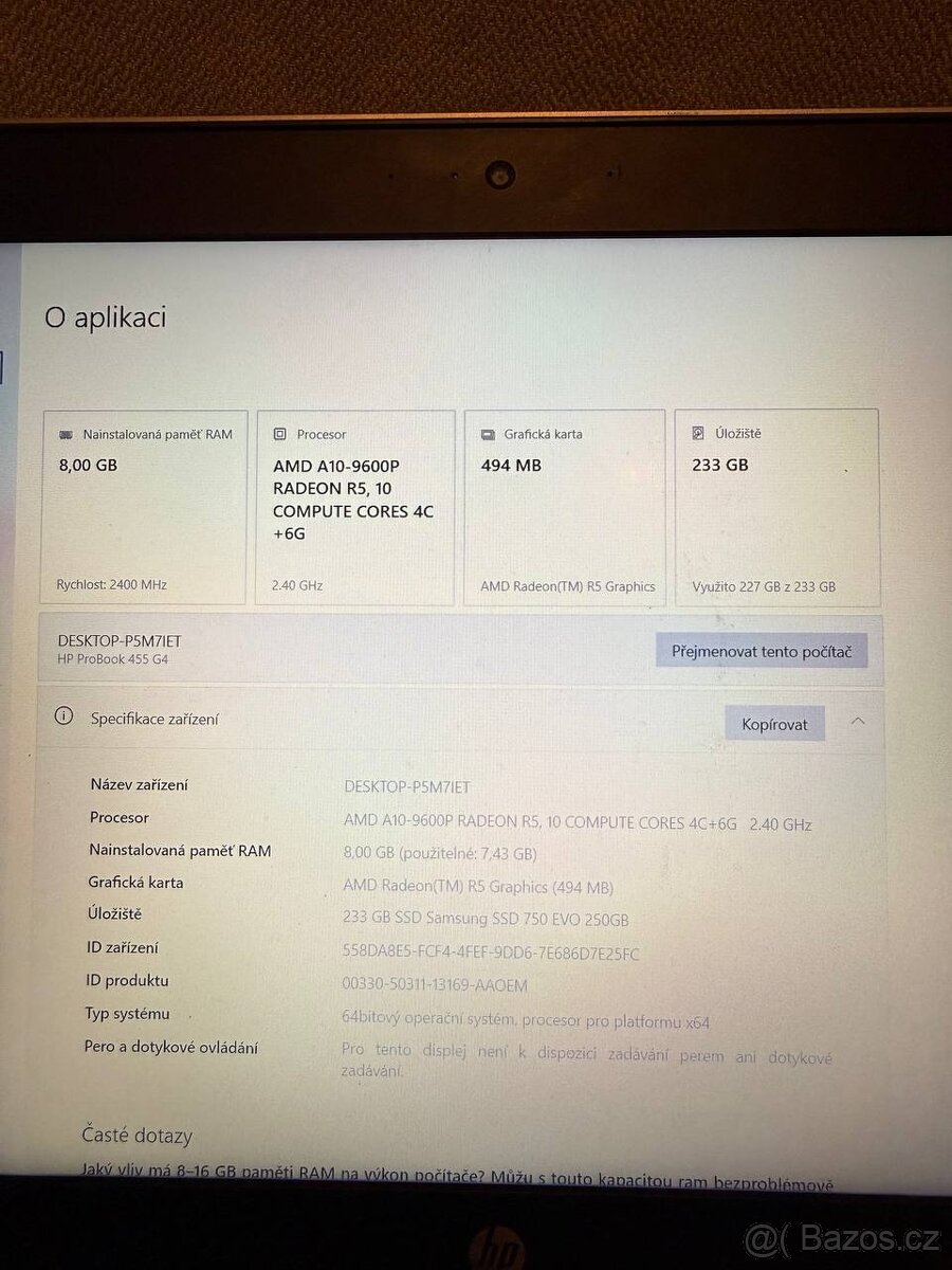 HP ProBook 455 G4 | 8GB RAM | 250GB SSD | Levně - 2