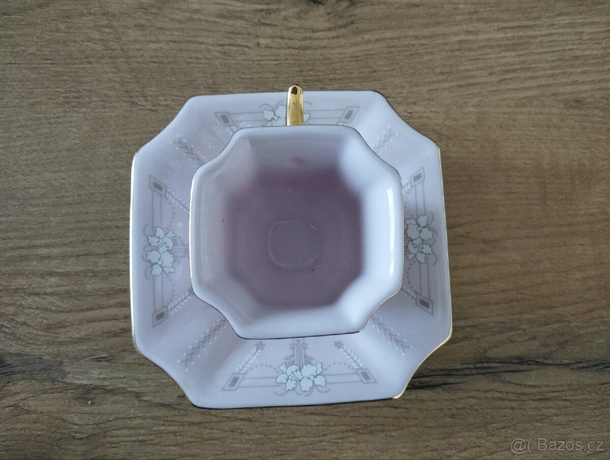 Růžový porcelán -mocca šálek - 2