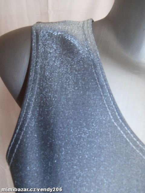 prodám nové dlouhé pružné šaty vel 38,kovově šedostříbrná, - 2