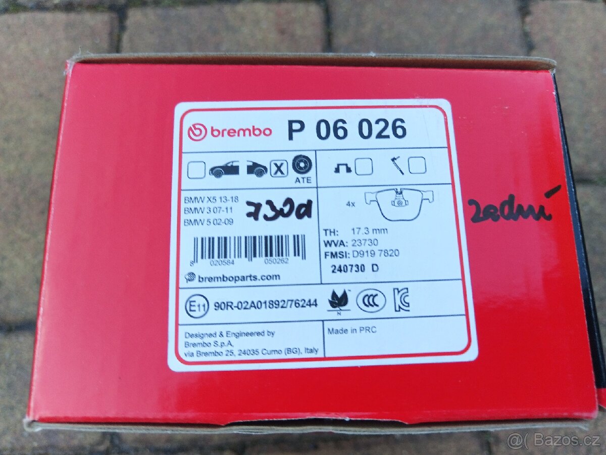 BMW E60 E65 zadní brzdové destičky - 2