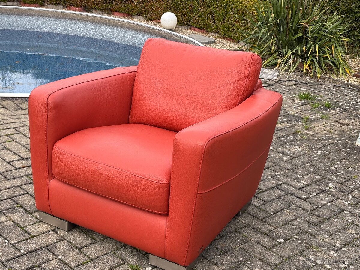 LUXUSNÍ ZNAČKOVÉ KOŽENÉ ITALSKÉ KŘESLO NATUZZI - 2