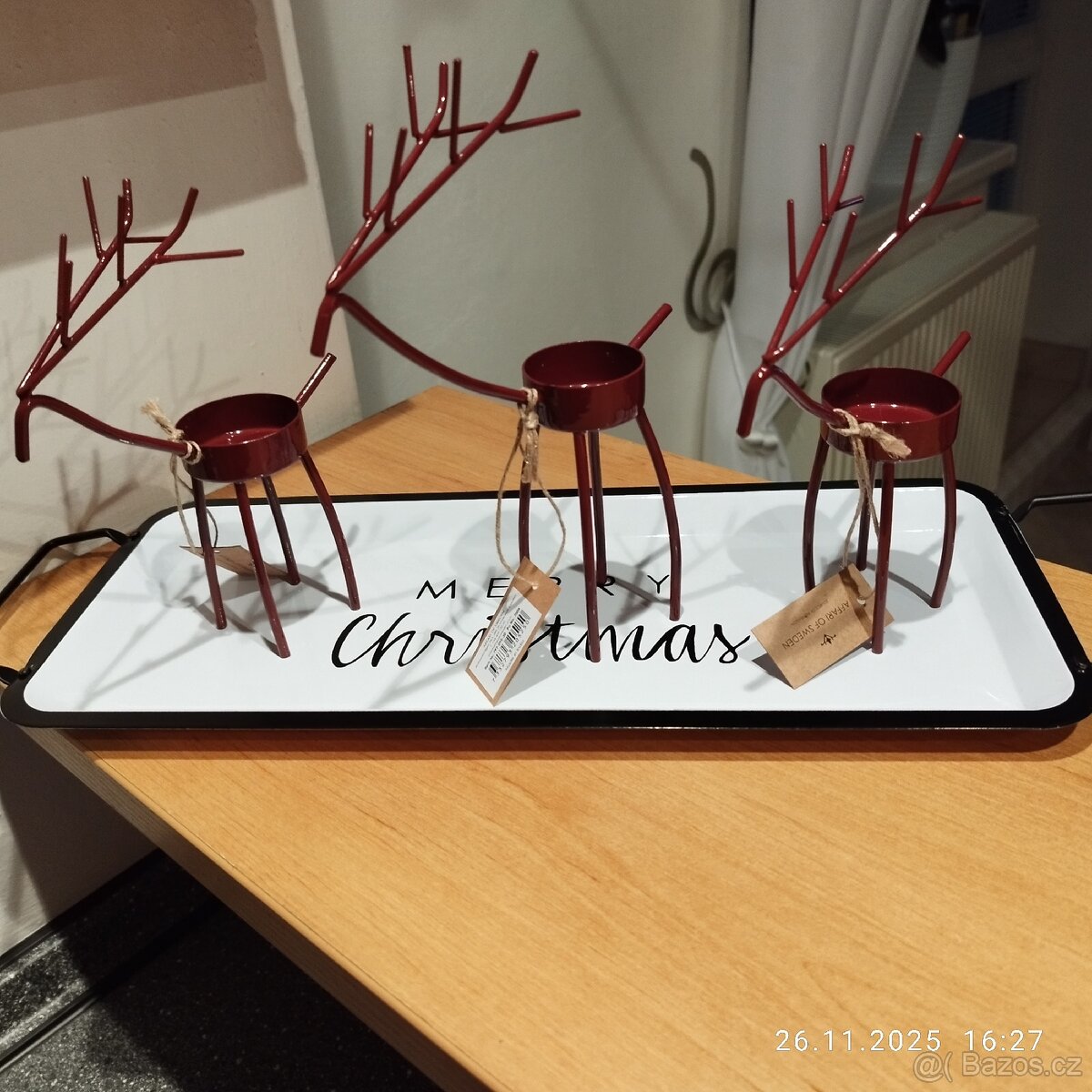 Kovový svícen na čajovou svíčku Jelínek a vánoční podnos - 2