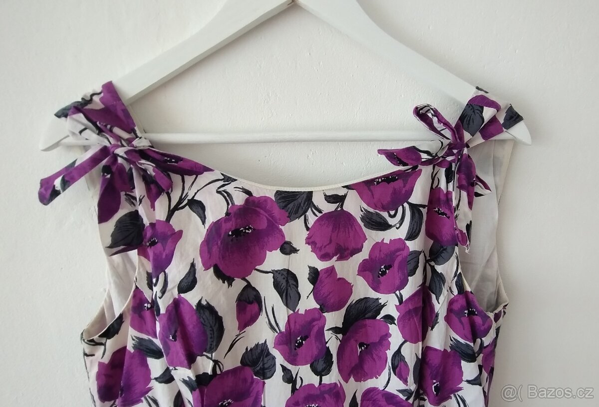 Retro šaty s fialovými květy vel. 40 - 2