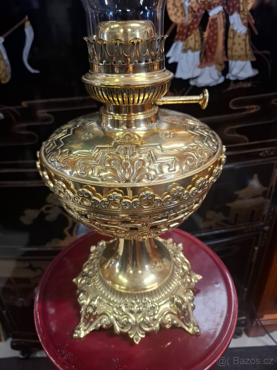 Starožitná mosazná petrolejka Francie 1910 - 2