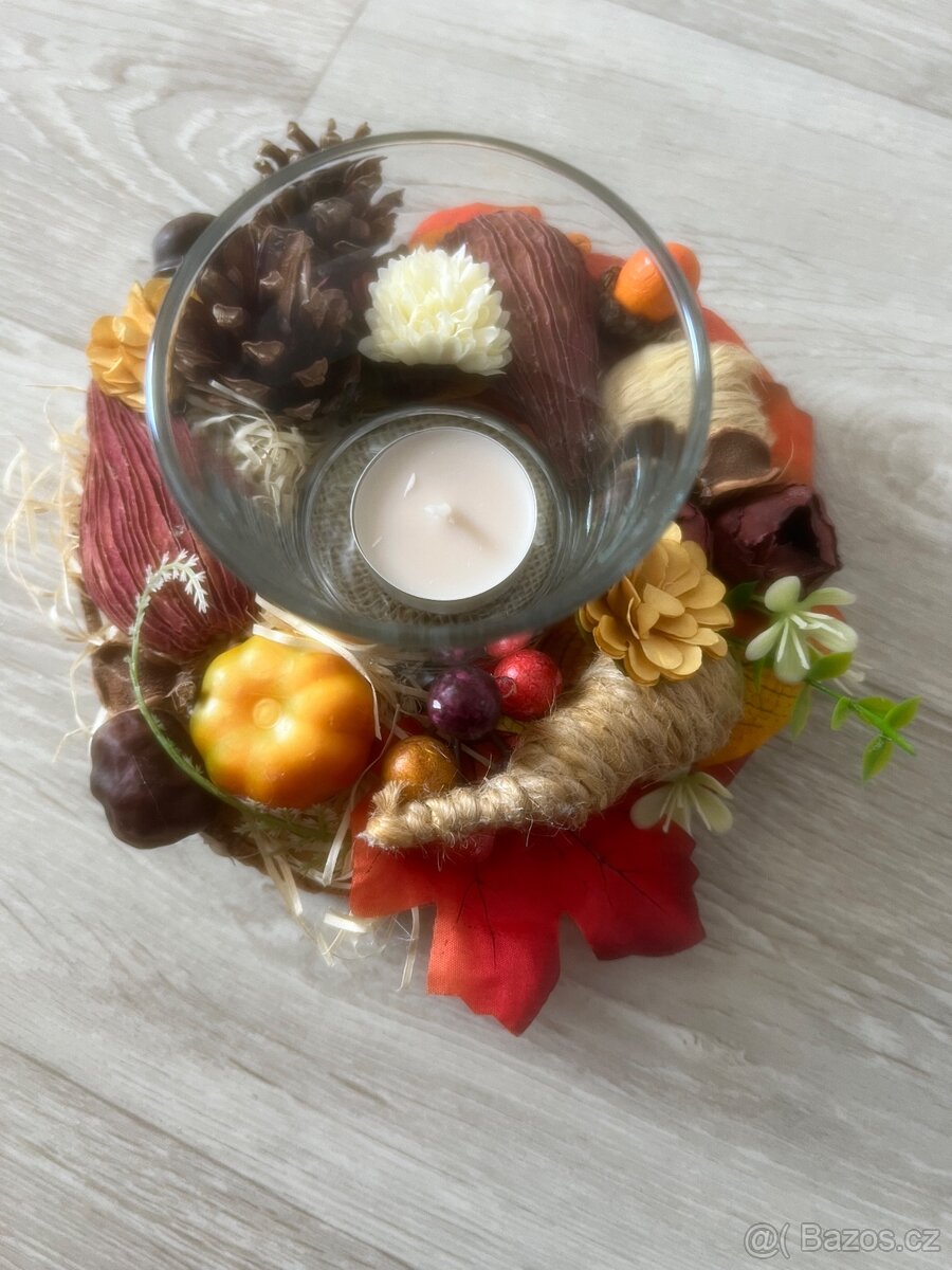 Podzimní svícen - průměr 18 cm - 2
