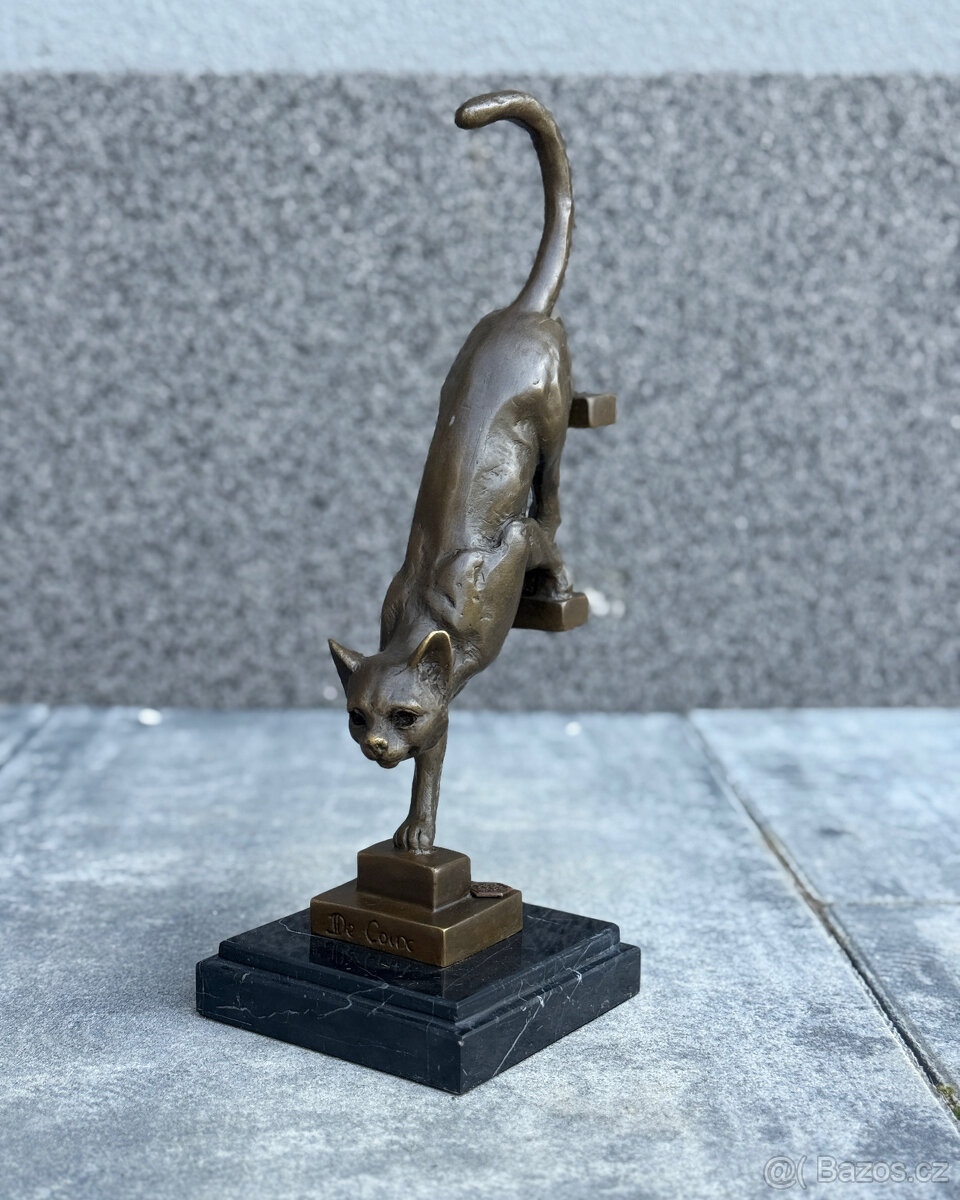 Bronzová socha Kočka luxusní dekorace mazlíček figurka dárek - 2