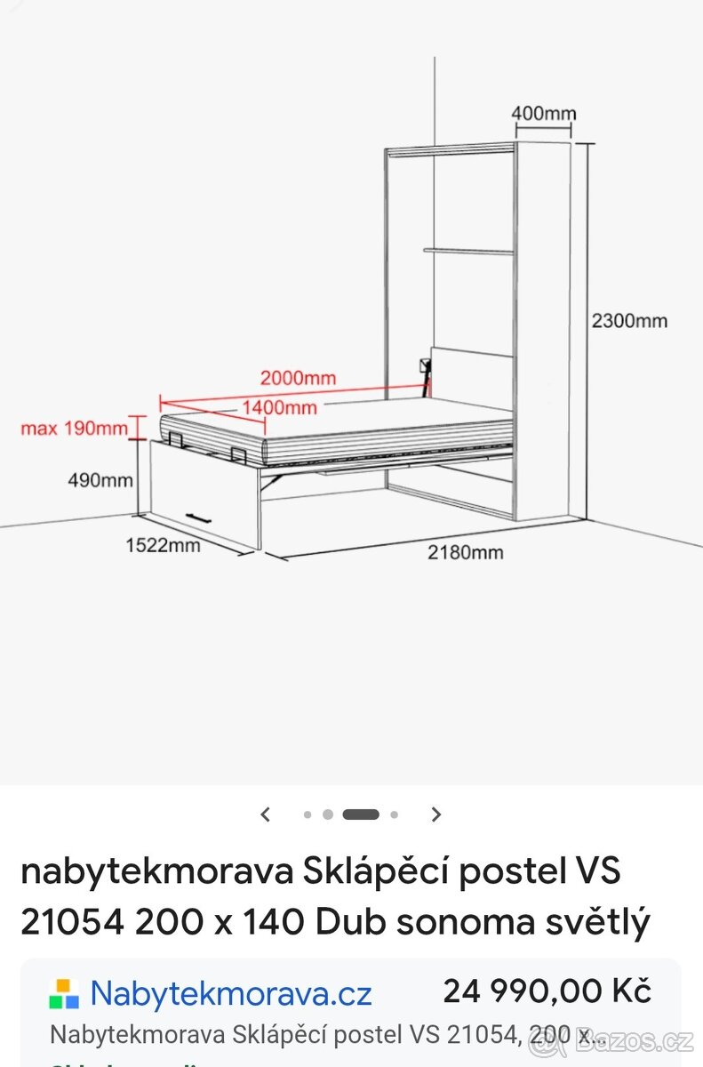 Sklápěcí postel 140x200 - 2