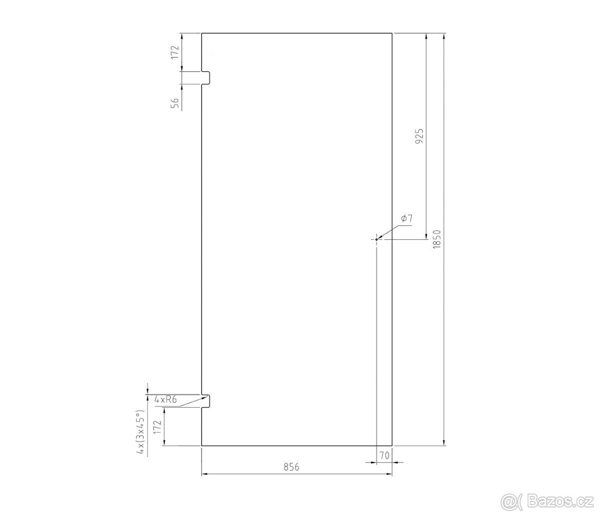 Skleněné sprchové dveře do niky, včetně pantů a madla - 2