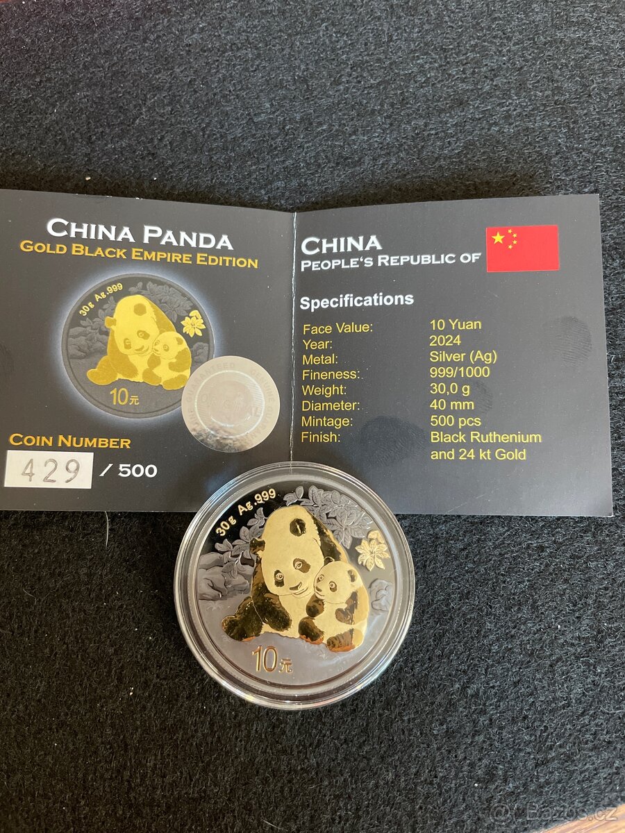 Stříbrná mince China Panda Gold Black Empire 2024 - 2