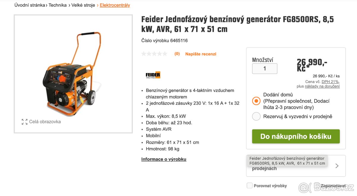 Prodám generátor / autocentrálu, 8,5 kW FEIDER - 2