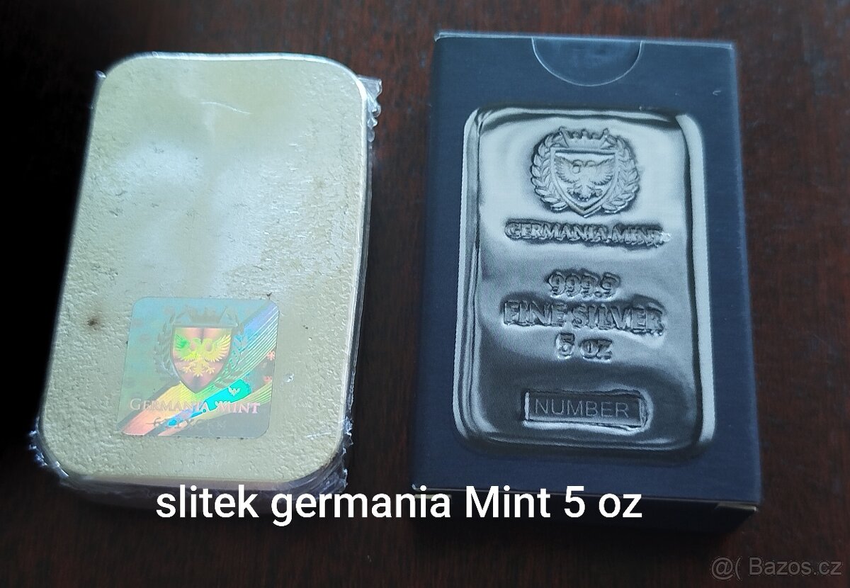 stříbrný investiční slitek Germania Mint 5 OZ - 2