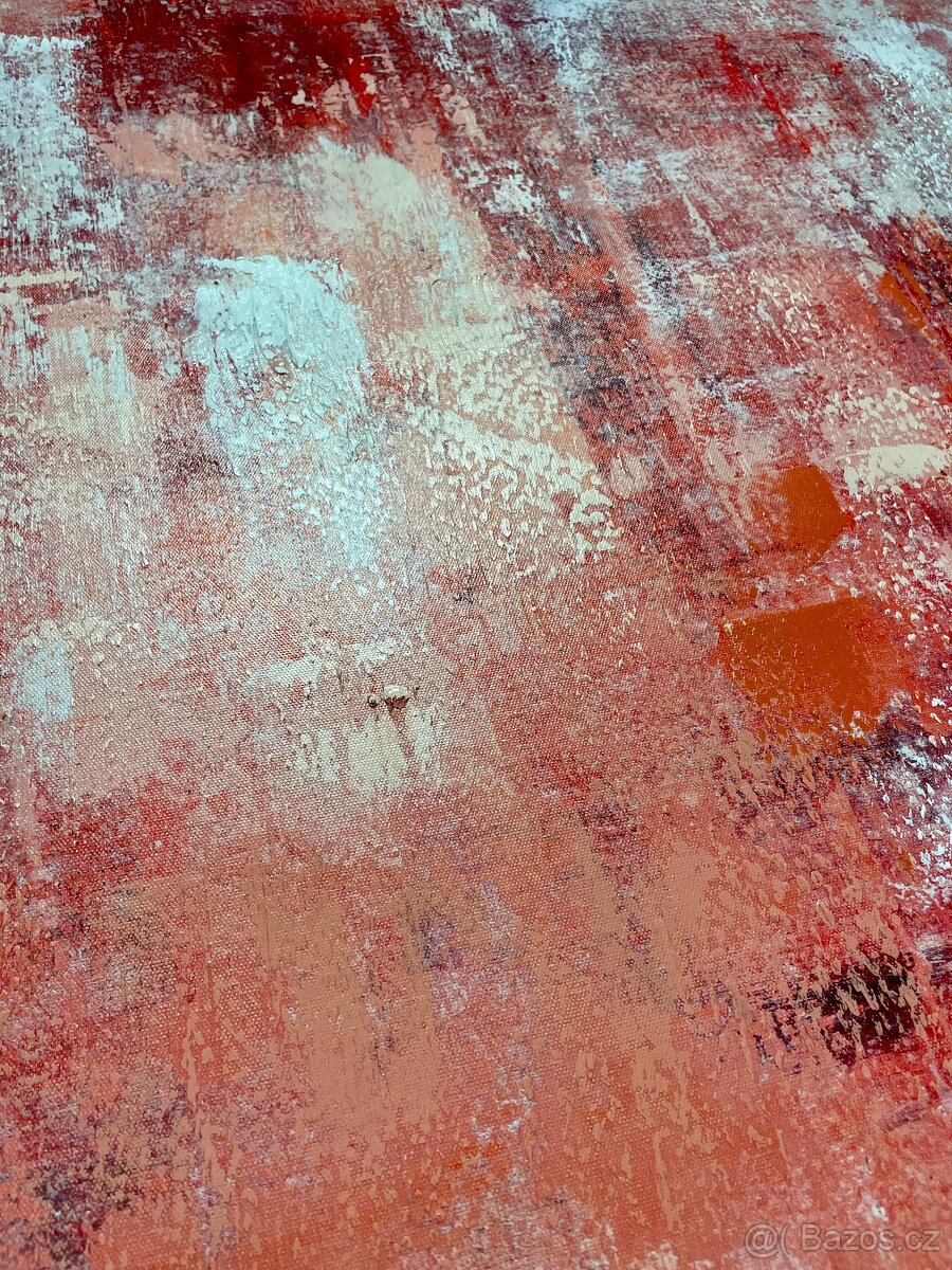 KARE obraz s ručními tahy Abstract Red 90 x 120 cm TOP STAV - 2